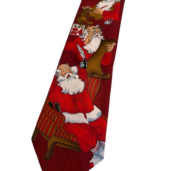 Hallmark Men's Red Santa Christmas Tie - Picture 2 of 6